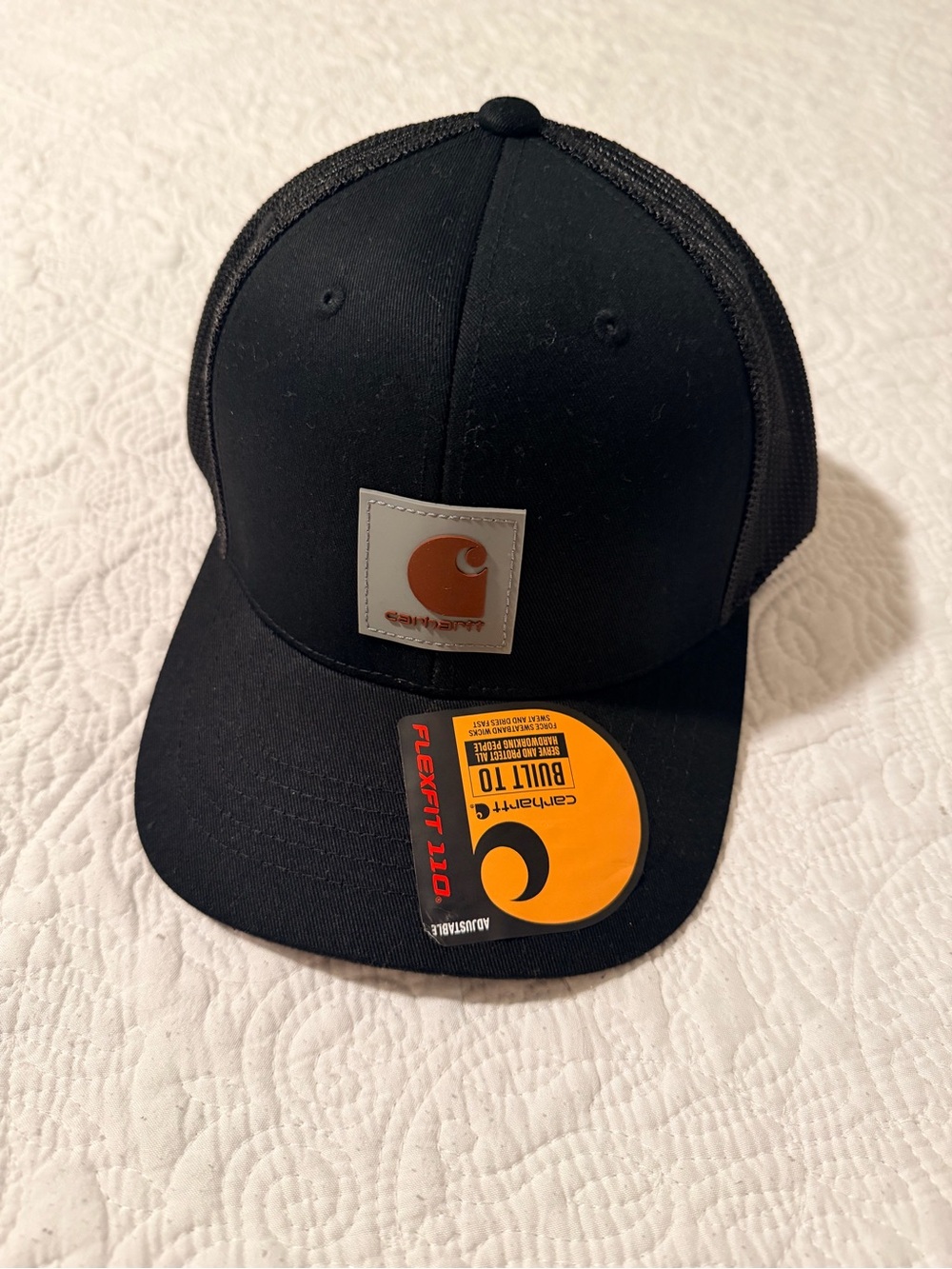 Carhartt Rugged Flex Twill Mesh Back Logo Patch Cap Black NWT One Size